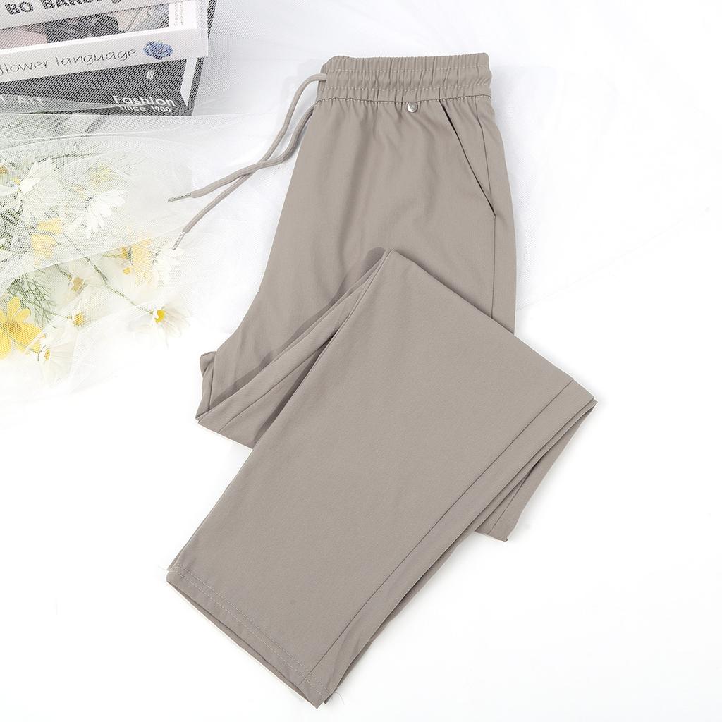 Women's High Rise Wide Leg Pants Straight Leg Cargo Pants Thin Quick Dry Solid Drawstring Casual Summer Trousers