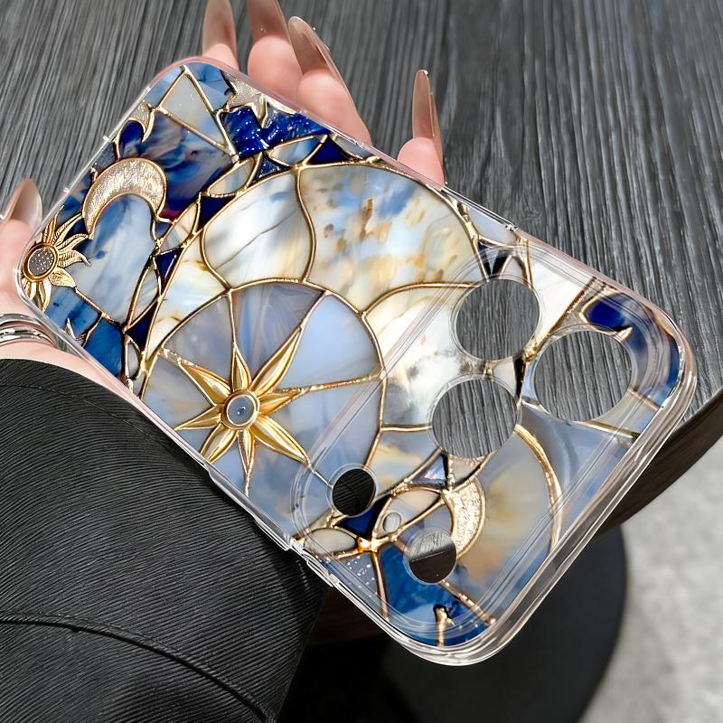 Vintage European Style Phone Case For iPhone 17 Pro Max Coque iPhone 16 15 14 13 Pro Max 11 Clear Silicone Soft Cover Moon Stars