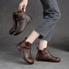 Women's Retro Style Genuine Leather Ankle Boots - Soft Sole, Round Toe