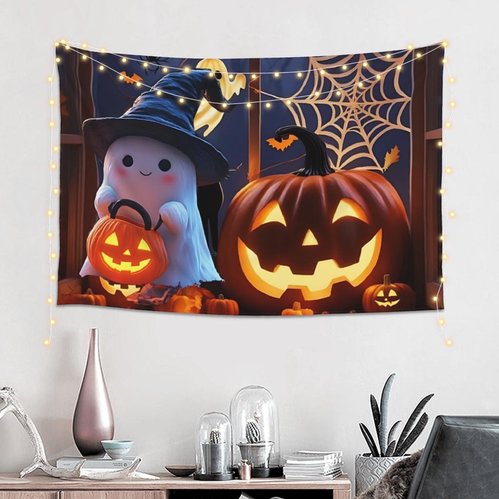 Halloween Girl Pumpkin Mountain Print Tapestry Wall Hanging Blanket Tapestry Home Decor Items Wall Decorations