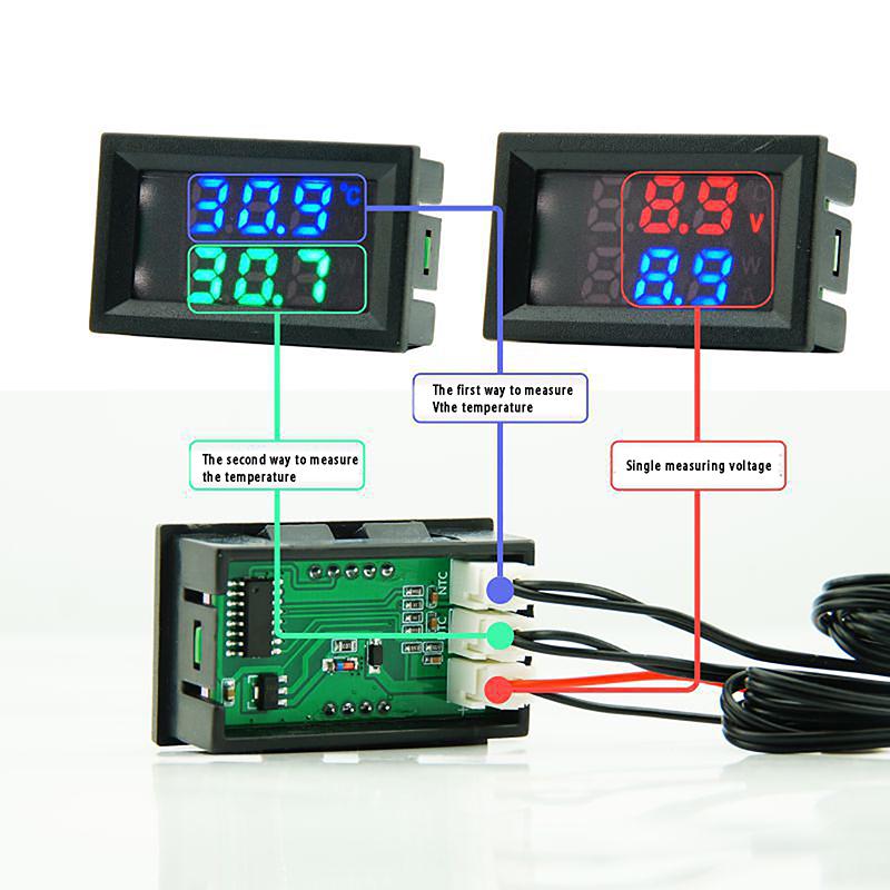 High Quality New Dc 100V 100A Upgraded Voltmeter Ammeter Led Amp Dual Digital Volt Meter Gauge Temperature Measurement