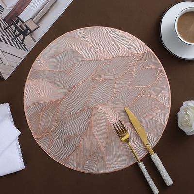 Placemats Round Table Mats PVC Waterproof Teapot Pad Flower Texture Dining Mats Heat Resistant Coaster Wear-Resistant Kitchen Tools for Indoor