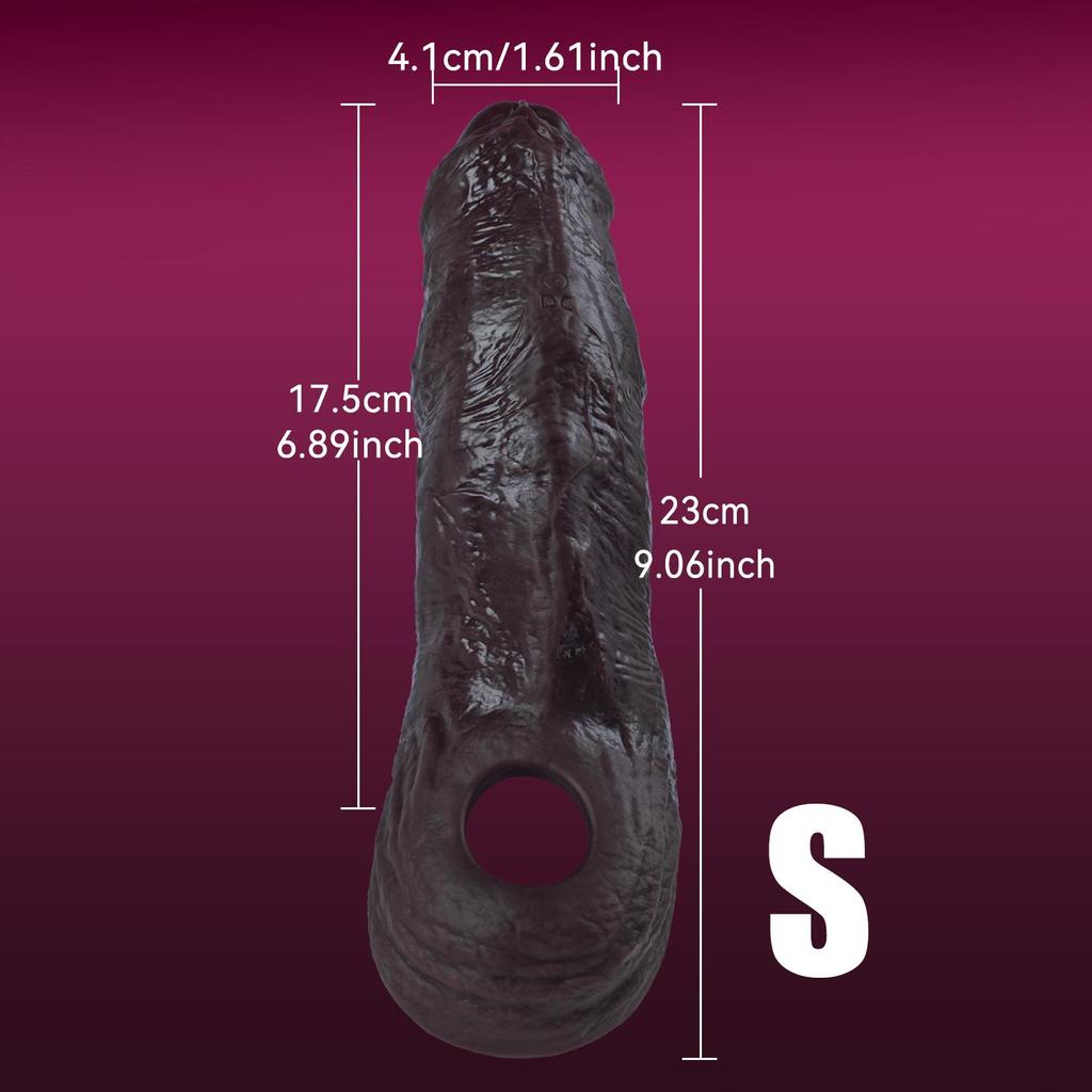 Black Penis Sleeve Enlargement Sleeve For Cock Sex Toys for Men Extender Silicone Dick Sleeve Artificial Penis Enlarge Thicken Condom