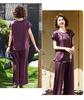 Chic Summer Short Sleeve Set for Middle-Aged & Elderly Women: Stylish Two-Piece with Wide Leg Pants