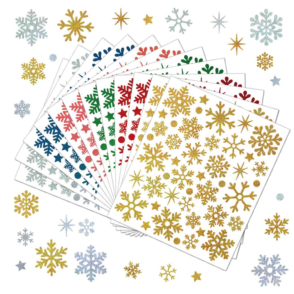 Christmas Snowflake Sticker Sands Glitter Holiday Party Decoration Gift Greeting Card Handbag DIY Winter Snowflake Sticker