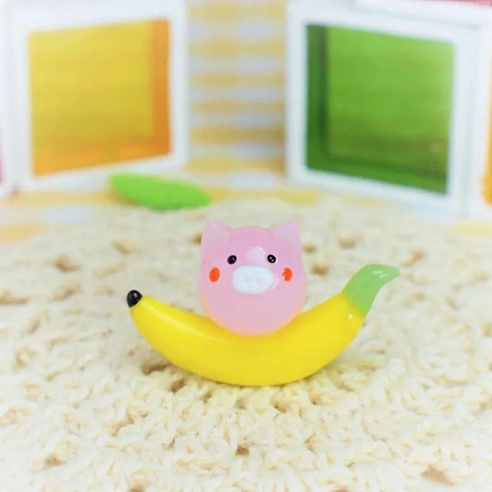 Four Cart Cute Handmade Glass Banana Pig