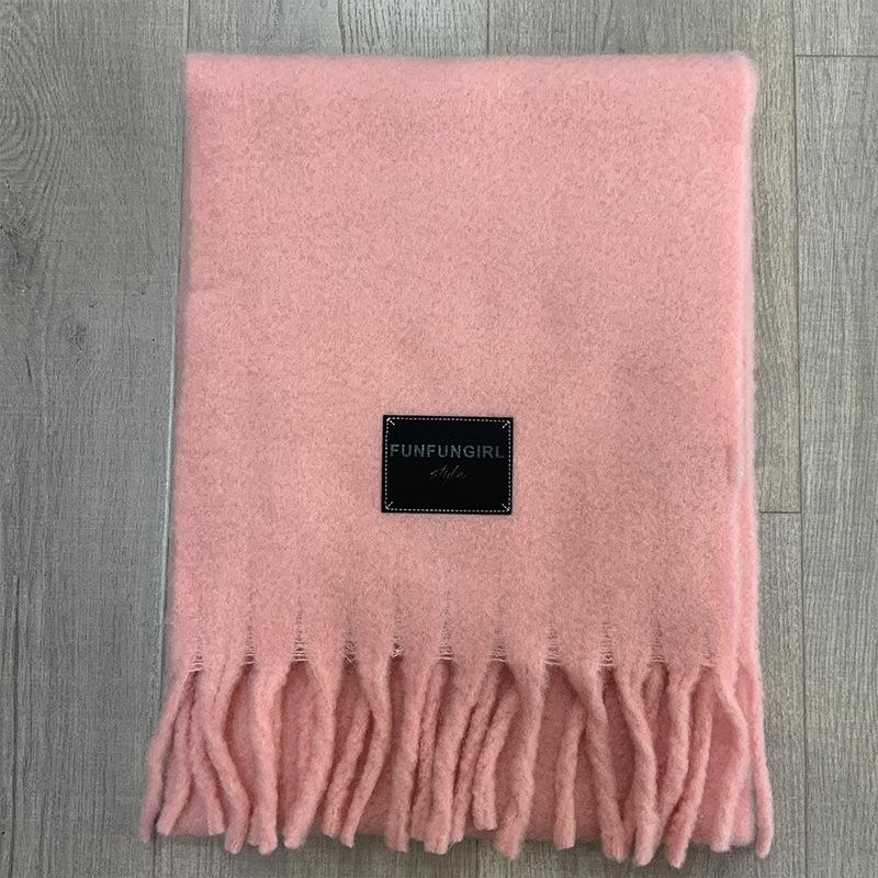 Autumn and winter Ankela red wool scarf women's new solid color thickened warm scarf high-end simple and versatile shawl