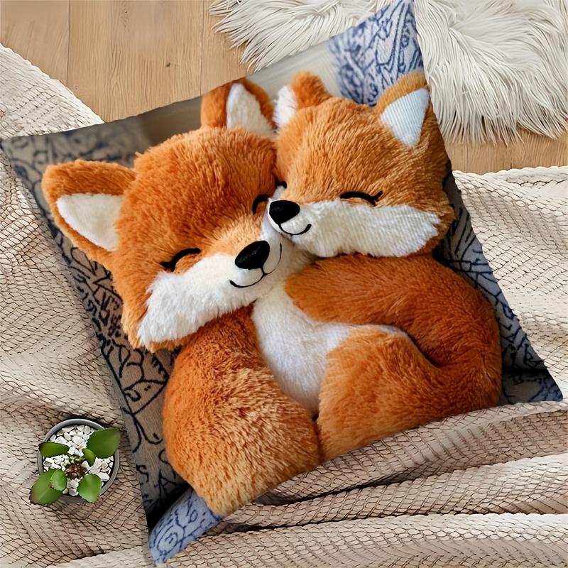 Niedliche Kissenhülle mit Fuchs-Print, mit Reißverschluss & maschinenwaschbar, Universelle Kissenhülle für Sofa, Schlafzimmer & Büro