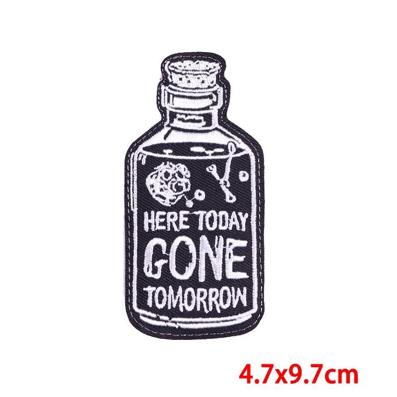Drinking Coffee Skeleton Patches Skull Finger Letter Embroidery Patch For Clothing Thermoadhesive Patches On Clothes Punk Patch