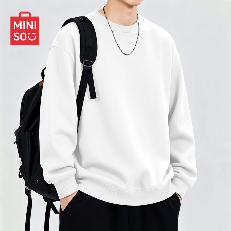 MINISO Men's Casual Crew Neck Pullover Sweatshirt