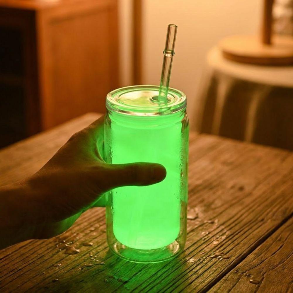 Tasse à paille fluorescente phosphorescente 16 oz Tasse à café lumineuse pour étudiants