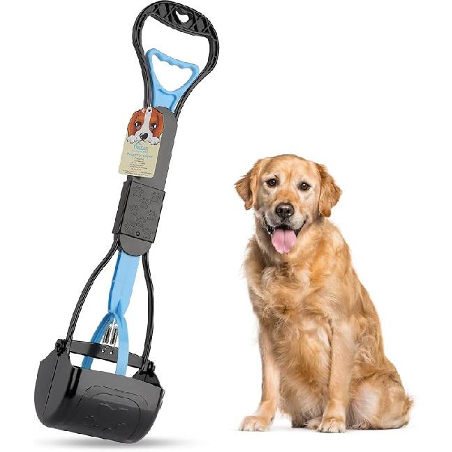 PPOGOO Non-Breakable Pet Pooper Scooper for Dogs and Cats with Long Handle High Strength Material and Durable Spring for Easy Grass and Gravel Pick