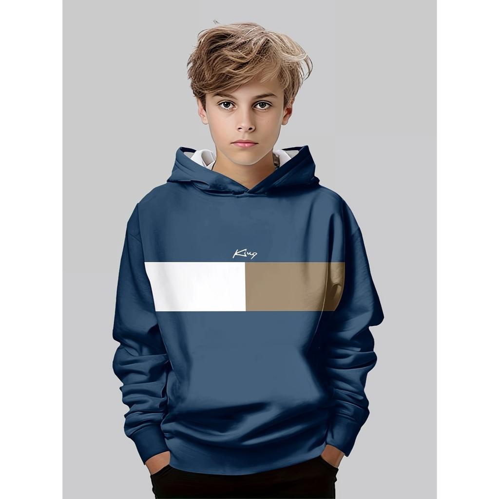 Boys' 3D Printed Casual Pullover Sweatshirt, Boys' Outdoor Casual Hoodie Top Hooded Sweatshirt