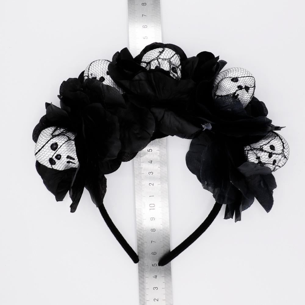Skull Gothic Lace Party Headband Halloween Black Rose Hair Accessories Day Of The Dead Hair Clip
