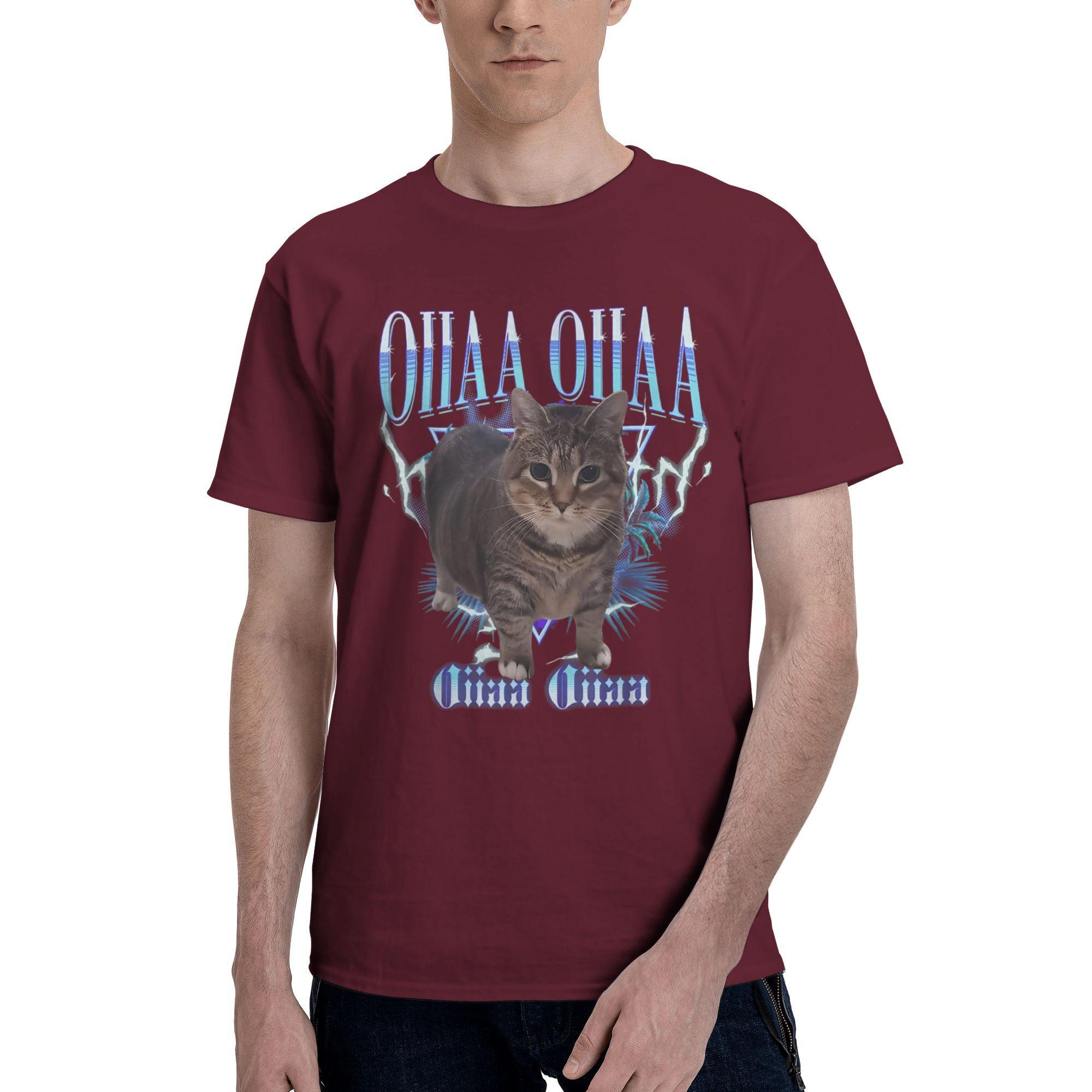 

Cute OIIA OIIA CAT Spinning Cat Meme T Shirt Men Funny Cat 100% Cotton T-Shirts Summer O Neck Tee Shirt Hot Sale Plus Size Tops XXXXXL бордовый
