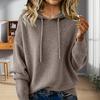 Women Hooded Sweater Adjustable Drawstring Long Sleeve Loose Fit Knitting Tops Fall Winter Pullover Tops