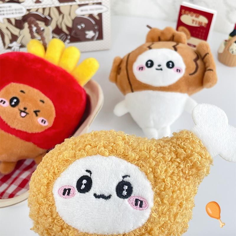 Cute Cartoon Chicken Legs Fries Small Food Cake Plush Doll Backpack Bag Pendant Keychain Girl Heart Doll