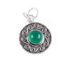 Natural Green Onyx Cab Gemstone 925 Sterling Silver Handmade Jewelry Dailywear Pendant 1.2" For Her PP-28-28