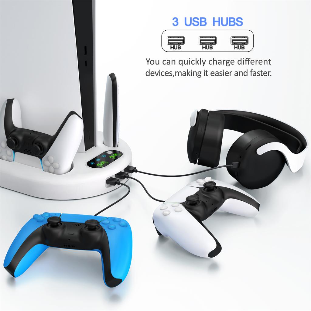 For Sony PS5 Console Controllers Charging Dock Cooler Stand Holder Headphone Holder