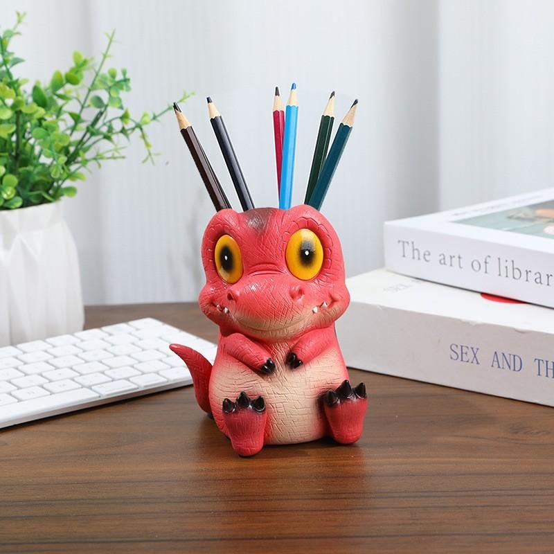 

Милый красочный и динозавр настольный аксессуар смола подставка для карандашей для рабочих мест креативный Red Dinosaur Holder