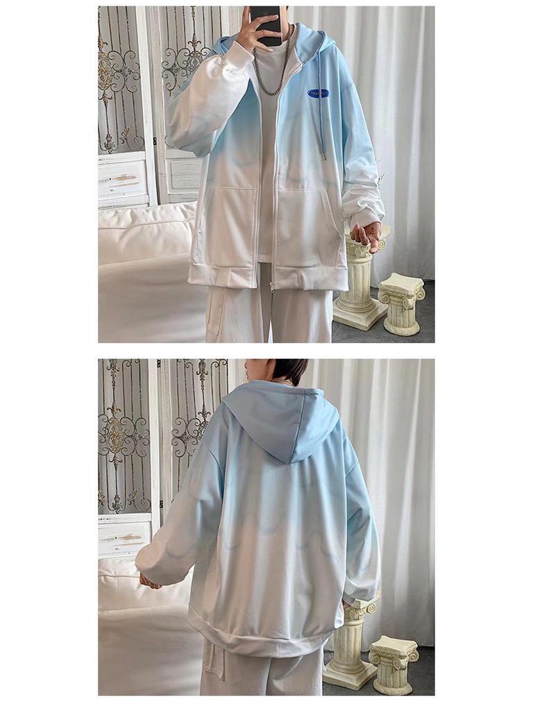 Gradient Women's Loose Hooded Korean Style Cardigan Jacket - Autumn Streetwear Fashion