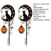 Dekorative Herbstblumenbeetleuchten Halloween Solar-Gartensteckerleuchte, Metall Schwarzkatze & Kürbis Mond Wasserdicht Strombetrieben Dekorationen für Rasen