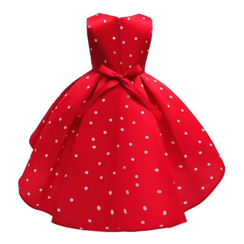 Ärmelloses Polka-Dot Prinzessinnen-Partykleid für kleine Mädchen, formelles Weihnachts-Kleid für Kinder