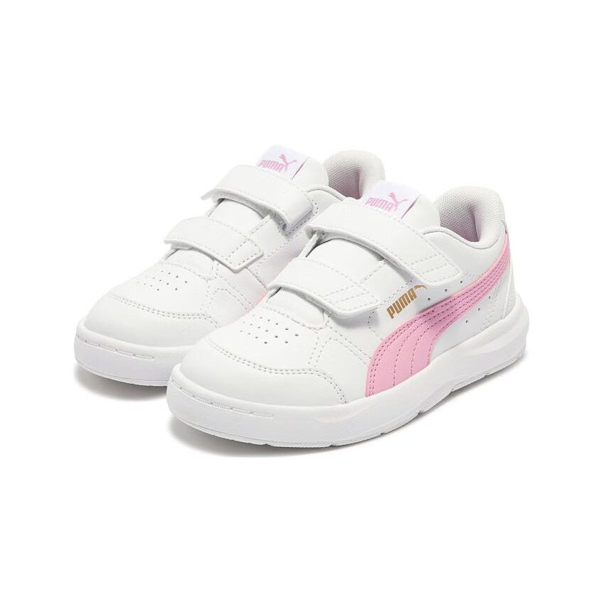 Puma Evolve Court V Comfortable Durable Fashion Sports Versatile Low-Top Skate Shoes Kids Sneaker White Pink 389145-05