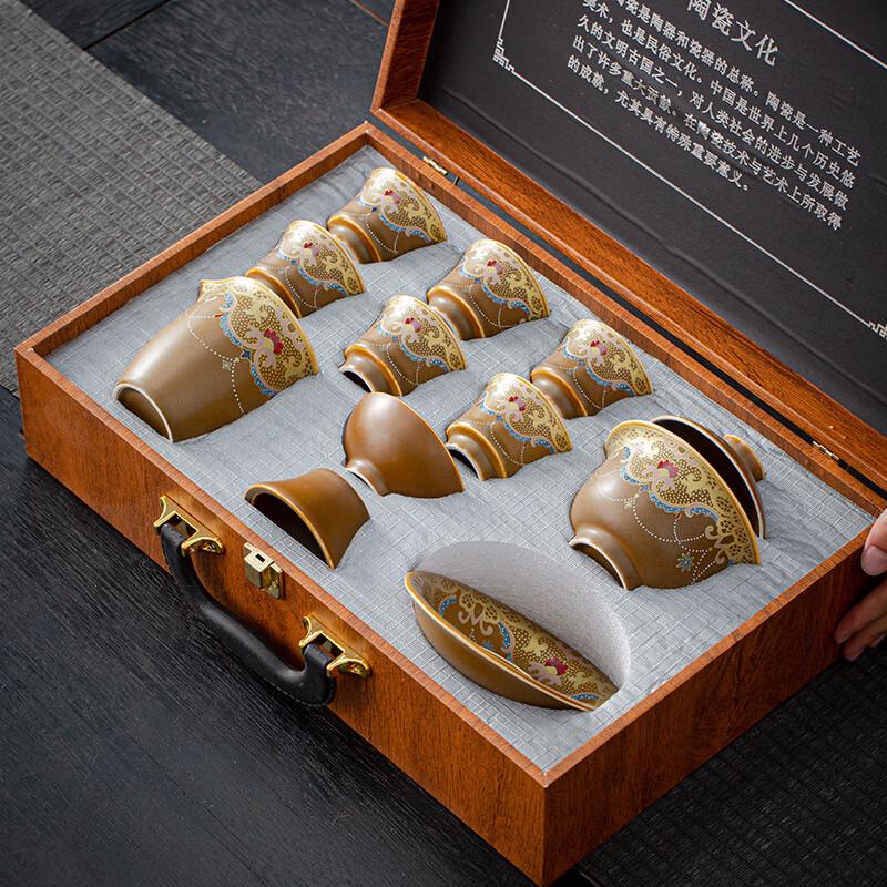Meijin Retro Japanese Ceramic Enamel Handle Tea Set