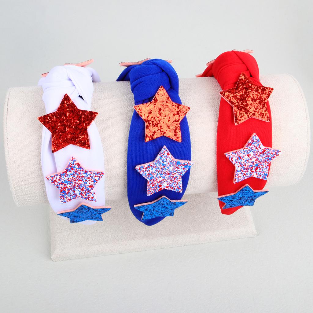 USA Independence Day Star Headband for Women Girls Fabric Headbands Holiday Hairbands Bowknot Headband Hair Accessories Headwear