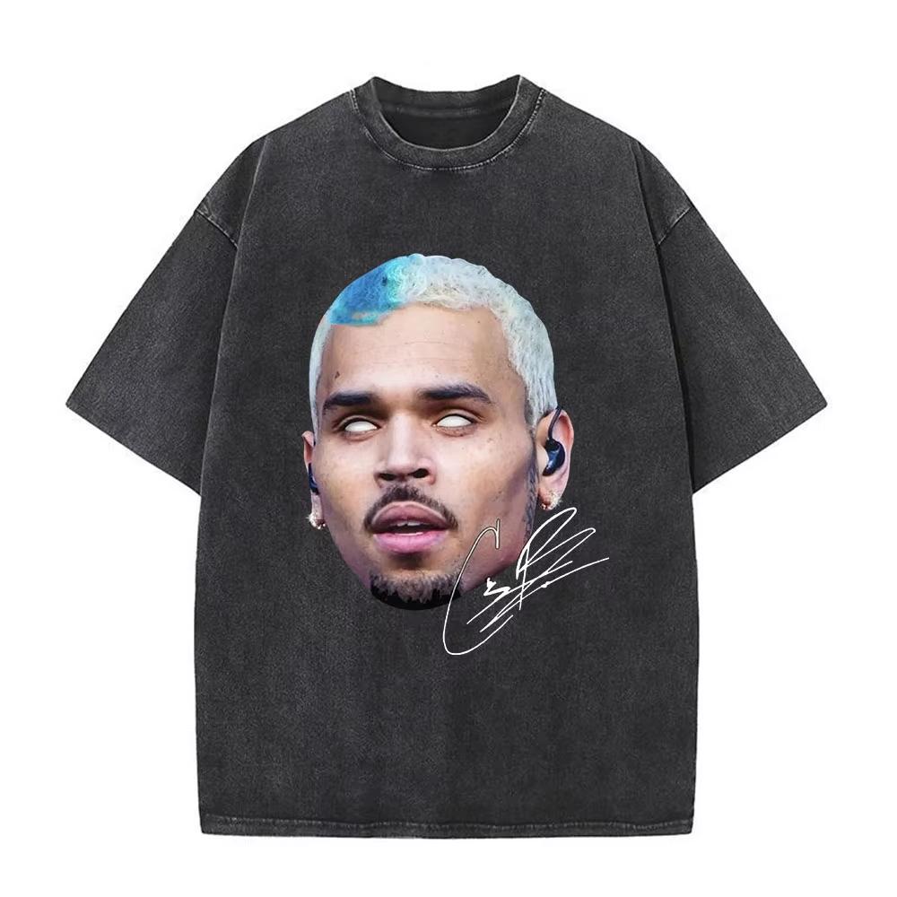T-shirt Chris Brown Breezy Breezy Bowl XX Tour T-shirt Lavate Vintage Moda Uomo Hip Hop Manica Corta Streetwear