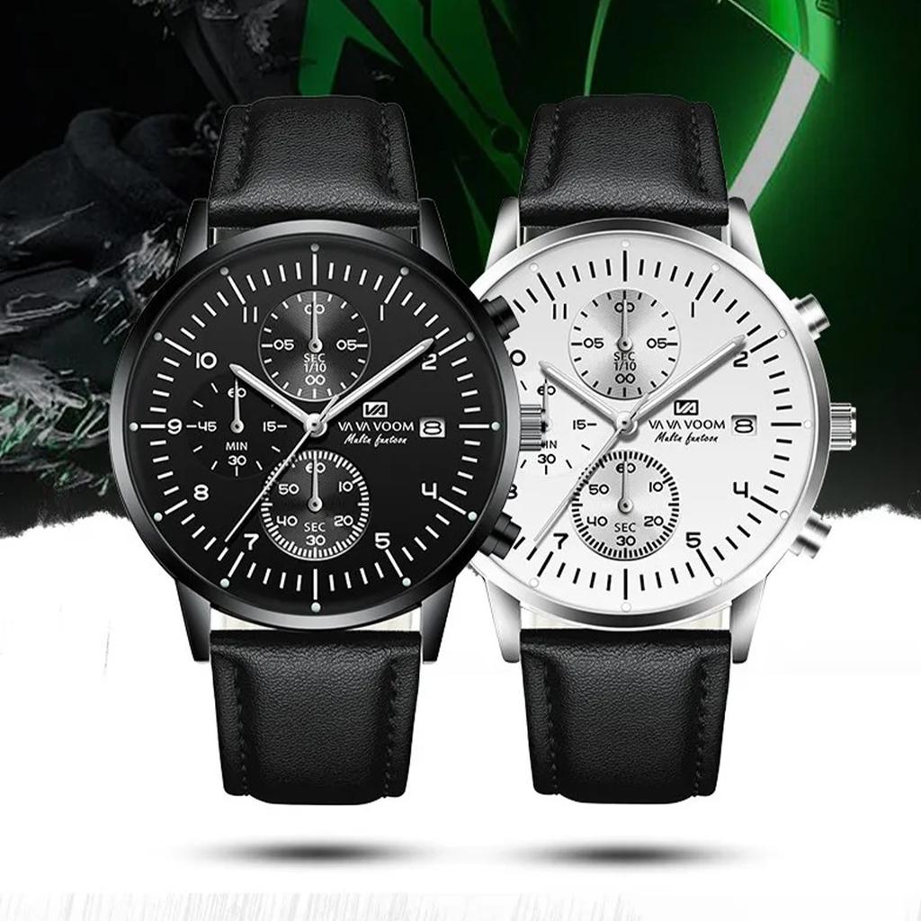 VA VA VOOM Men's Quartz Watches Top Men Wrist Watch Business Casual Waterproof Calendar Stainless Steel Band Quartz Watches Men Wrist Watch