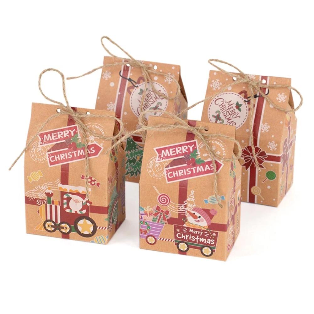 50pcs with Ropes Christmas Gift Boxes Thickened Present Packaging Box Bakey