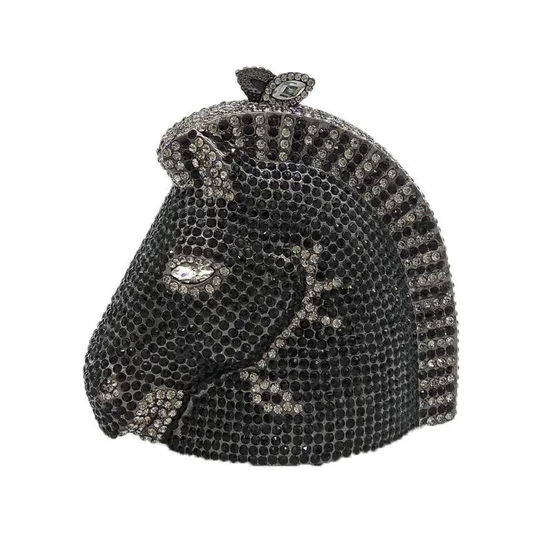 

Boutique De FGG (in stock) Horse Head Women Mini Crystal Evening Purses and Handbags Wedding Party Minaudiere Clutch Bag Mini Clutch
