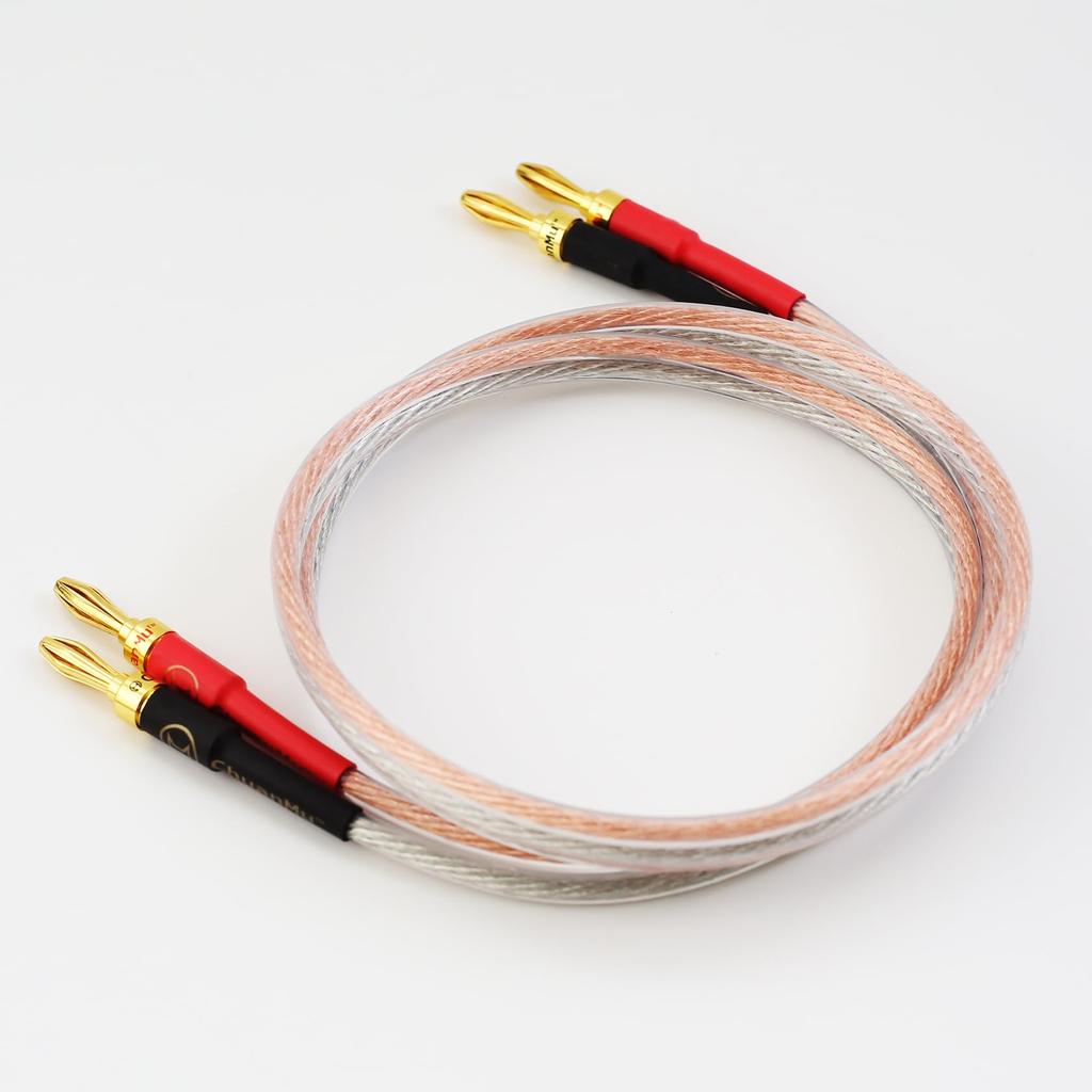 600-adriges Bananenstecker-Kopfhörerkabel, Audiokabel, Lautsprecherkabel, 4N sauerstofffreies Kupfer, 1m, 2 Stück [W107], 24k reines Kupfer vergoldet mit Bananensteckern, Speak