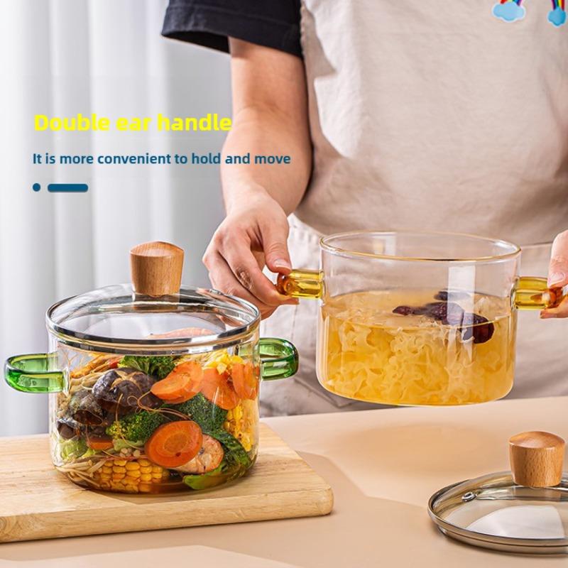 Transparent Glass Soup Pot Large Capacity Soup Pot High Borosilicate Glass Pot Electric Ceramic Oven Special Pot Kitchen Tools