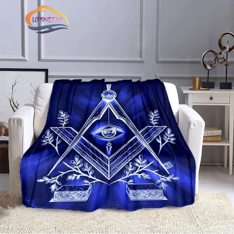 

Fashion Northern Europe Freemasonry Blanket Масонський портативний диван Freemason Flannel тепла чотирисезонна кемпінгова ковдра 75x90cm