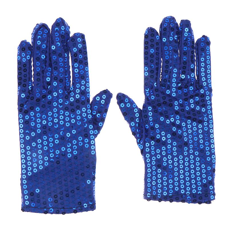 

1 пара перчаток для выступлений в стиле панк с блестками, готические вечерние перчатки для клуба, костюм для танца живота синий