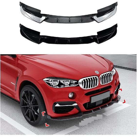 Compatible for BMW X6 F16 M Sport 2015-2019 Car Accessories Front Bumper Spoiler Lip Diffuser Splitter Protection Kits(Carbon Fiber Look)
