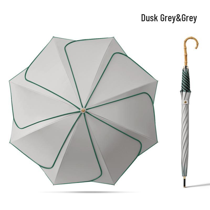 Long Handle Floral Umbrella, Dual-Use for Sun & Rain, UV Protective Black Rubber Shade for Women.