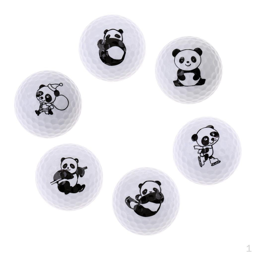

Elastic Synthetic Rubber Golf Practice Balls Cue Panda Pattern Ball, indoor e outdoor 6Pcs Mixed