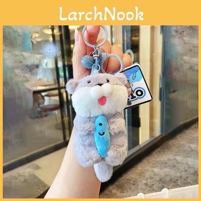 Adorable Plush Otter Keychain Featuring Cute Fish Design Perfect For Gifts And Accessories