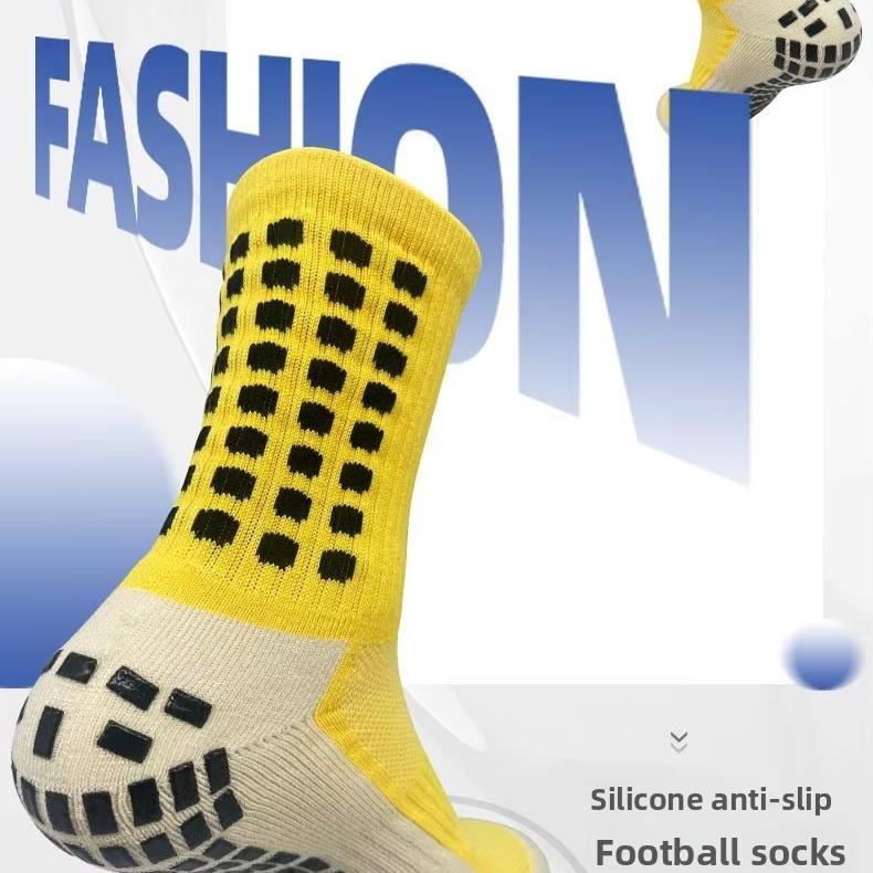 Anti-Slip & Anti-Friction Mid-Calf Sports Socks for Men & Women - Polyester Cotton Breathable Football Socks