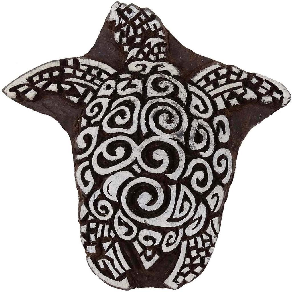Decorative Hand Carved Turtle Wooden Printing Stamp Blocks Border Stamps