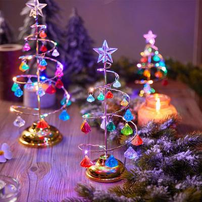 Christmas Tree With Lights, Artificial Crystal Christmas Tree Pre Installed The Desktop, Suitable For Christmas Tree Desktop