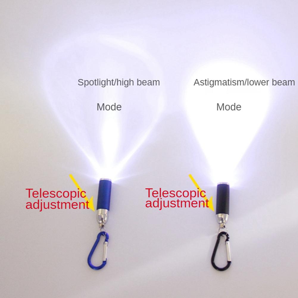 Led Zoom Mini Flashlight Telescopic Strong Light Torch With Keychain Pendant Creative Mountaineering Buckle Gift