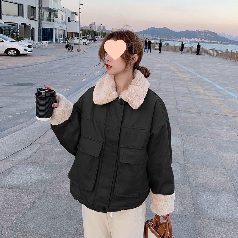 Women's Thickened Cotton Jacket - Imitation Lambswool Coat for Autumn/Winter 2025, Small Size, Loose Fit.