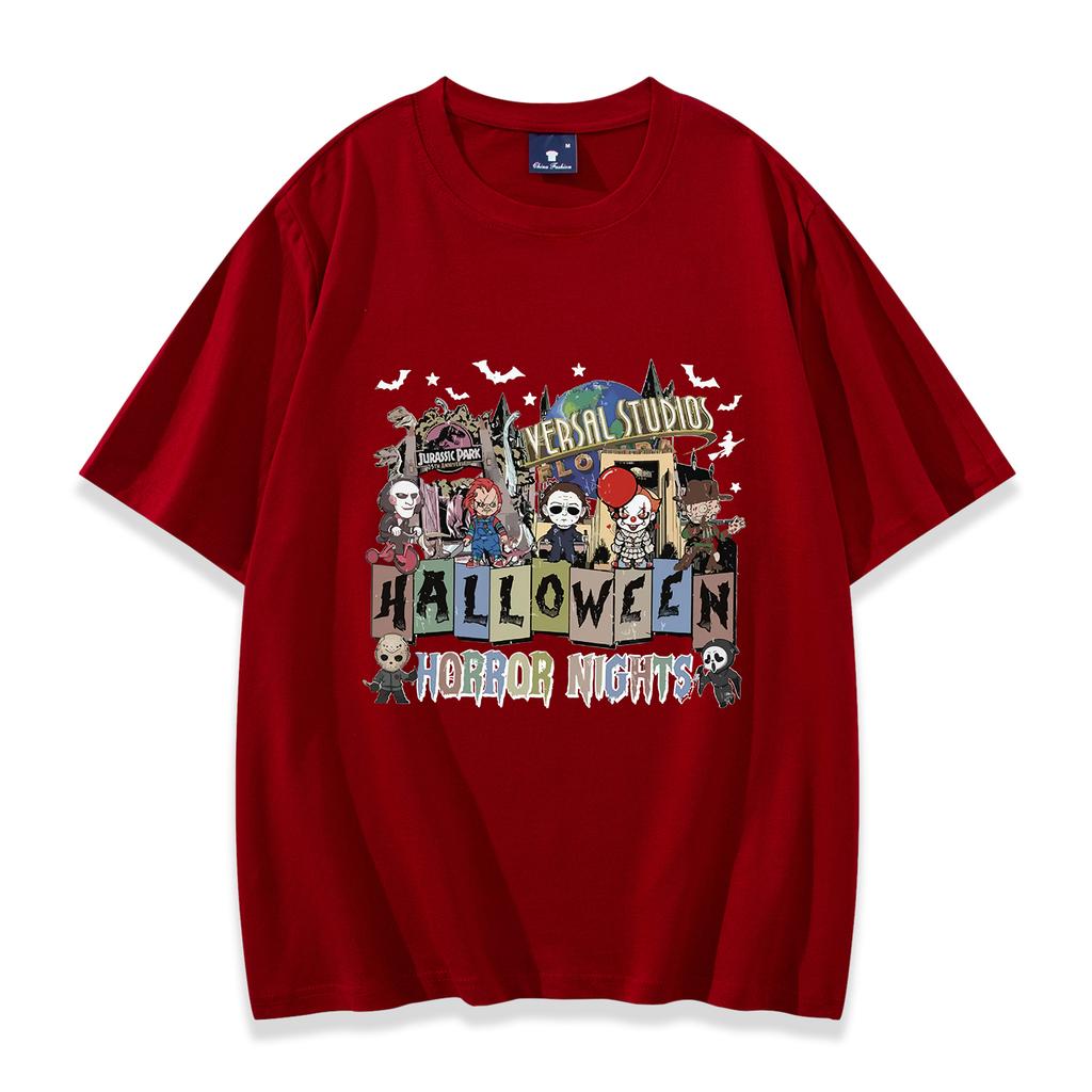 Horror Movie Characters Shirt Halloween Party Shirt Spooky Season Shirt Women Men Short Sleeve Streetwear Hip Hop Tops