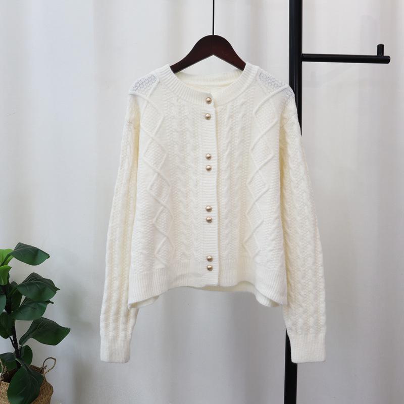 Retro Twist Gentle Wind Knitted Cardigan Autumn and Winter New Design Sense Loose Soft Waxy Sweater Jacket Women