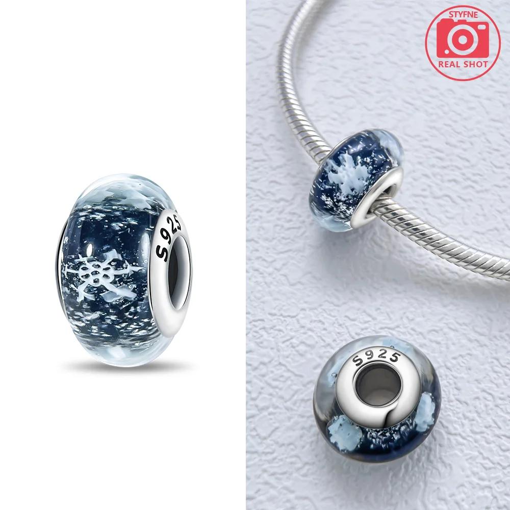 925 Silver Bracelet Women Diy Jewelry Gift Accessories Charms Beads Pink Murano Glass Blue Flower Butterfly Beads